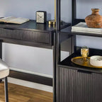 Bureau de travail 3 pièces de style transitionnel Saracina Home avec 2 bibliothèques étroites