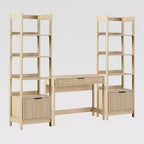Bureau de travail 3 pièces de style transitionnel Saracina Home avec 2 bibliothèques étroites