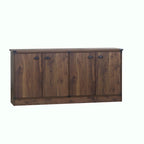 Brunei Contemporary Dark Walnut Wood Four-Door Credenza File Cabinet