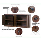 Brunei Contemporary Dark Walnut Wood Four-Door Credenza File Cabinet