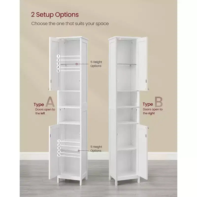 Meuble colonne de salle de bain avec lumières, Meuble de rangement de salle de bain fin, Armoire étroite autoportante avec étagères réglables, pour petits espaces, Moderne