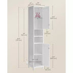 Meuble colonne de salle de bain avec lumières, Meuble de rangement de salle de bain fin, Armoire étroite autoportante avec étagères réglables, pour petits espaces, Moderne