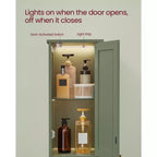 Meuble colonne de salle de bain avec lumières, Meuble de rangement de salle de bain fin, Armoire étroite autoportante avec étagères réglables, pour petits espaces, Moderne