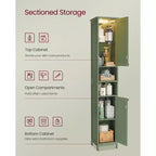 Meuble colonne de salle de bain avec lumières, Meuble de rangement de salle de bain fin, Armoire étroite autoportante avec étagères réglables, pour petits espaces, Moderne