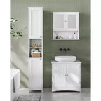 Meuble colonne de salle de bain avec lumières, Meuble de rangement de salle de bain fin, Armoire étroite autoportante avec étagères réglables, pour petits espaces, Moderne