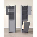 VASAGLE Meuble Colonne de Salle de Bain Haute avec Panier à Linge, Panier à Linge Amovible avec Poignées, Compartiment avec Porte, Meuble de Rangement