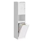 VASAGLE Tall Bathroom Cabinet with Laundry Basket, Removable Laundry Basket with Handles, Compartment with Door, Linen Tower