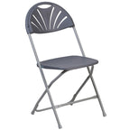 Chaise pliante en plastique dossier éventail, capacité de 295 kg