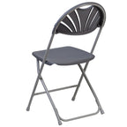 Chaise pliante en plastique dossier éventail, capacité de 295 kg