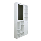 Utopia Alley Collapsible Fold Down Desk Table with Large Storage Cabinet & Bottom Shelves, Computer Desk, White