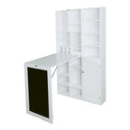 Utopia Alley Collapsible Fold Down Desk Table with Large Storage Cabinet & Bottom Shelves, Computer Desk, White