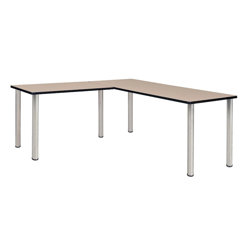 Bureau en L Kee 66 avec retour 42, beige/noir