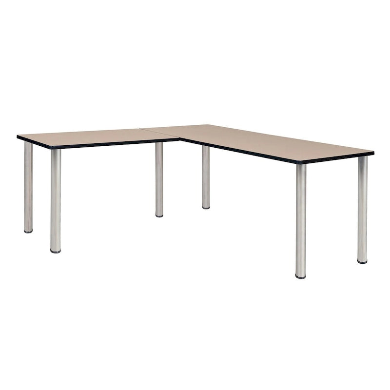 Bureau en L Kee 66 avec retour 42, beige/noir