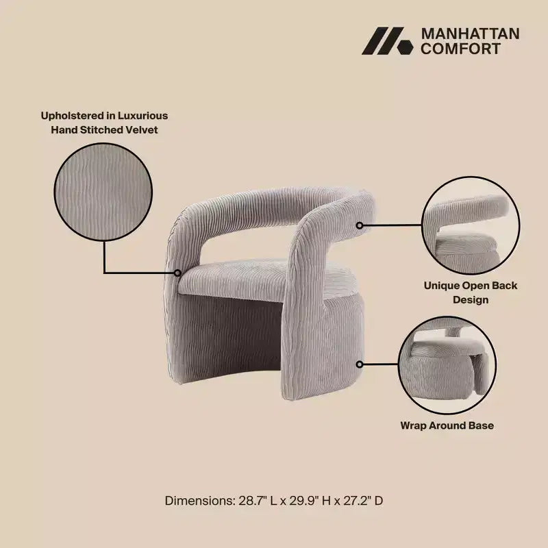 Chaise de salle à manger moderne en velours Manhattan Comfort Corvette