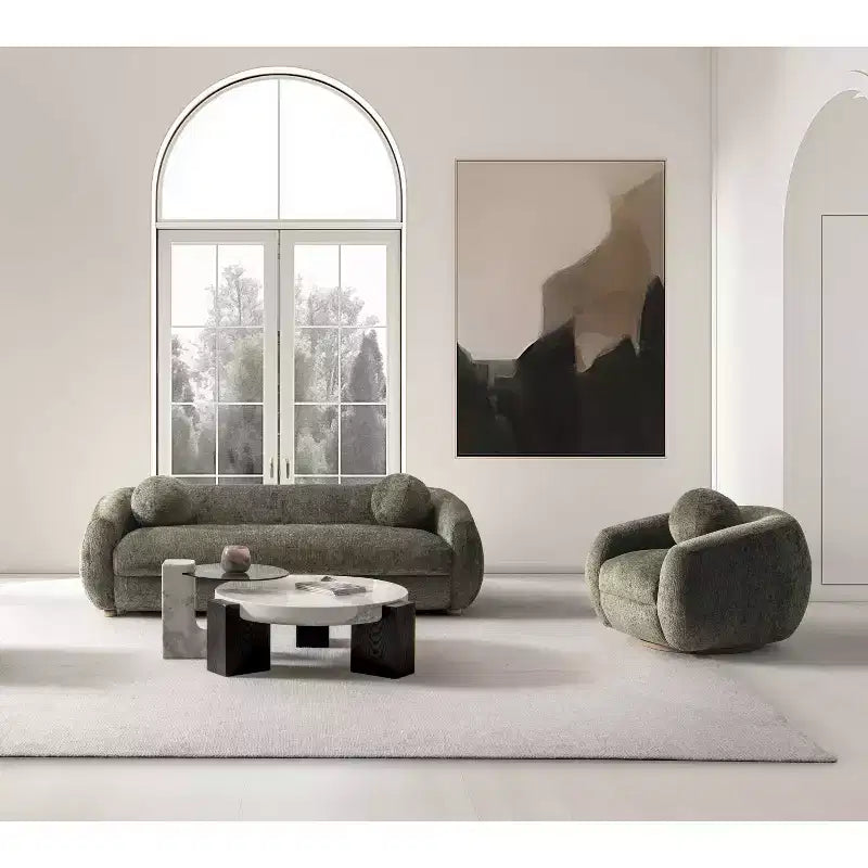 Ensemble Manhattan Comfort Tribeca de 2 pièces : canapé et fauteuil d'appoint rembourrés en chenille de 85,8 po
