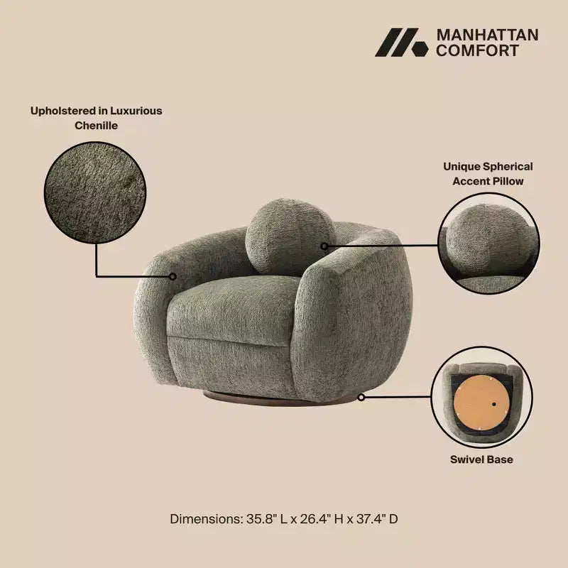 Ensemble Manhattan Comfort Tribeca de 2 pièces : canapé et fauteuil d'appoint rembourrés en chenille de 85,8 po