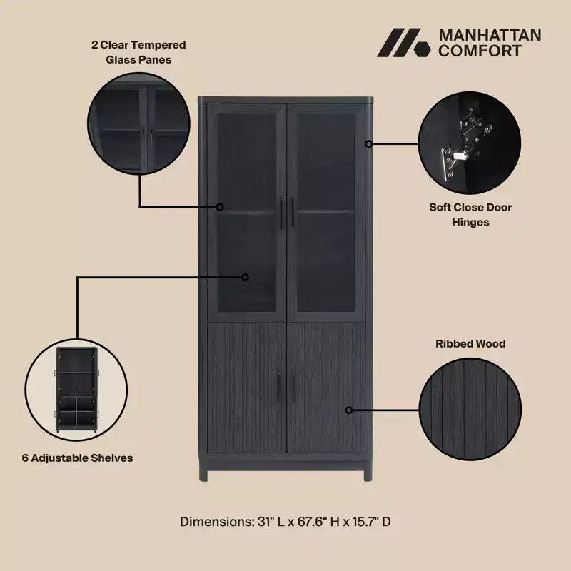 Lot de 3 bibliothèques Jodie Manhattan Comfort de 171,7 cm avec 6 étagères réglables