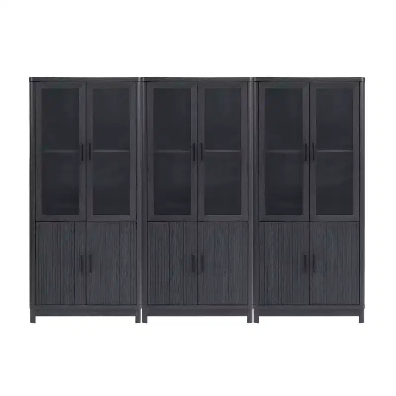 Manhattan Comfort Set of 3 67.6" Jodie Bookcases with 6 Adjustable Shelves