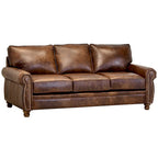 Ensemble canapé et fauteuil en cuir pleine fleur marron Cabot, fabriqué aux États-Unis