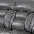 Canapé inclinable électrique en similicuir avec surpiqûres contrastées, gris
