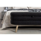 Boucle Fabric Storage Bench Bedroom Bench With Wood Legs For Living Room Bedroom Indoor,Black