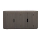 Vertical Striped Door Storage Cabinet with Metal Handles, Adjustable, Suitable for Study, Entryway and Living Room