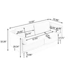 3-Seat Sofa with Stainless Steel Trim,Linen Fabric Couch,w/Metal Legs,for Living Room,Apartment,Office