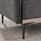 3-Seat Sofa with Stainless Steel Trim,Linen Fabric Couch,w/Metal Legs,for Living Room,Apartment,Office