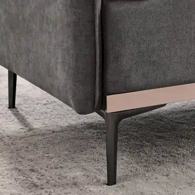 3-Seat Sofa with Stainless Steel Trim,Linen Fabric Couch,w/Metal Legs,for Living Room,Apartment,Office