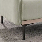 3-Seat Sofa with Stainless Steel Trim,Linen Fabric Couch,w/Metal Legs,for Living Room,Apartment,Office