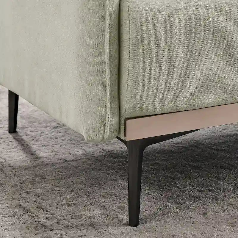 3-Seat Sofa with Stainless Steel Trim,Linen Fabric Couch,w/Metal Legs,for Living Room,Apartment,Office