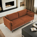 3-Seat Sofa with Stainless Steel Trim,Linen Fabric Couch,w/Metal Legs,for Living Room,Apartment,Office