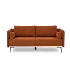 3-Seat Sofa with Stainless Steel Trim,Linen Fabric Couch,w/Metal Legs,for Living Room,Apartment,Office