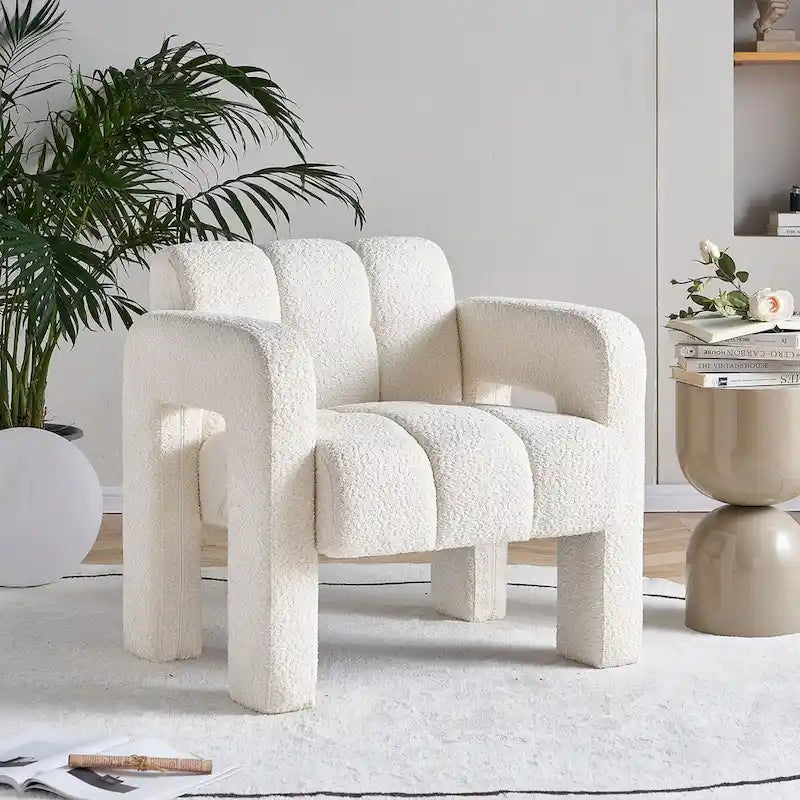 31.10 Wide Boucle Upholstered Accent Chair for Living Room