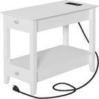 Side Table with Charging Station - 23.62D x 11.81W x 23.62H