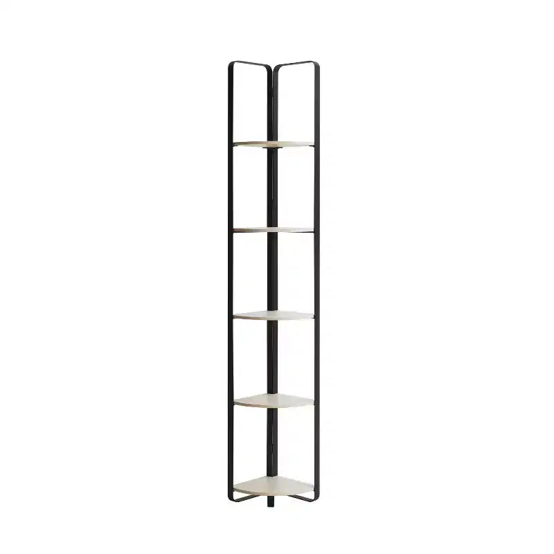 miBasics 71" Naija Corner Bookcase Minimalist 5 Shelves with Textured Shelves