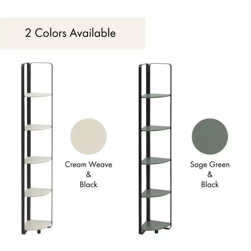 miBasics 71" Étagère d'angle Naija Minimaliste à 5 niveaux avec tablettes texturées