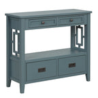 Console en bois Table d'entrée et de canapé avec 4 tiroirs et 1 étagère de rangement pour entrée, salon ou chambre