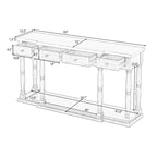 Retro Console Table with 4 Front Facing Storage Drawers and 1 Shelf