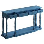 Retro Console Table with 4 Front Facing Storage Drawers and 1 Shelf