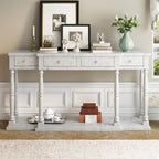 Retro Console Table with 4 Front Facing Storage Drawers and 1 Shelf