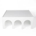 Étagère à Livres et Table Basse Multifonctionnelle à 4 Niveaux Blanche, Étagère à Livres au Sol Créative, Étagères de Rangement Organiseur Minimaliste
