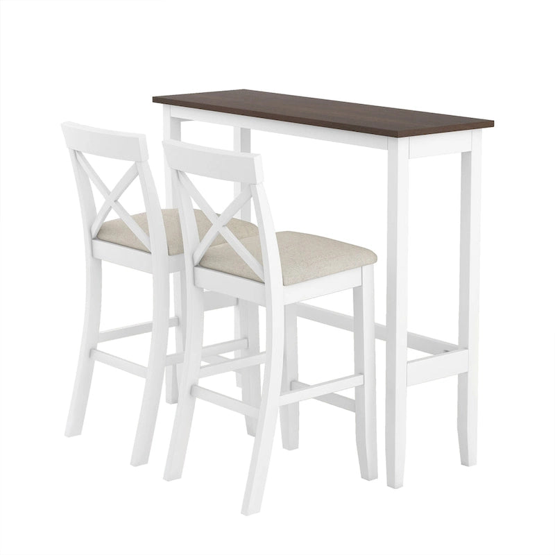 3PCS Rectangular Wood Bar Dining Set