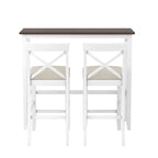 3PCS Rectangular Wood Bar Dining Set
