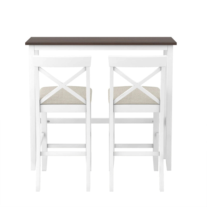 3PCS Rectangular Wood Bar Dining Set