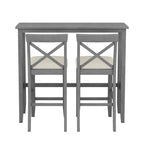 3PCS Rectangular Wood Bar Dining Set
