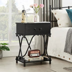 Modern 3-piece Coffee Table, Sofa Table & 1-drawer Nightstand Set of 2(Brown/Black/White)