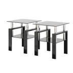 Lot de 2 tables basses modernes en verre trempé