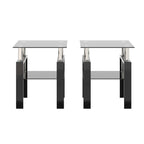 Lot de 2 tables basses modernes en verre trempé