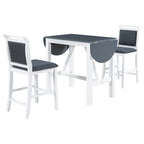 Ensemble de salle à manger 3 pièces en bois, hauteur comptoir, avec rallonge et 2 chaises de salle à manger rembourrées